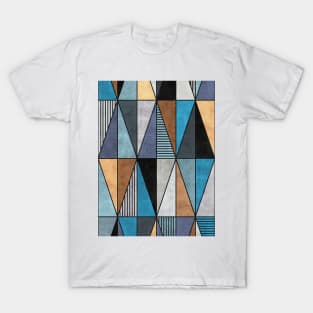 Colorful Concrete Triangles - Blue, Grey, Brown T-Shirt